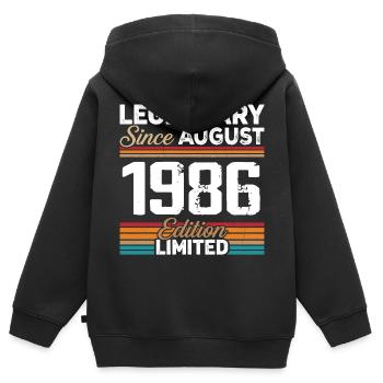 Legendär seit August 1986 Vintage Retro - Kinder Premium Organic Zip Hoodie - Schwarz - Hinten - AI Model Kid Male (0cm)