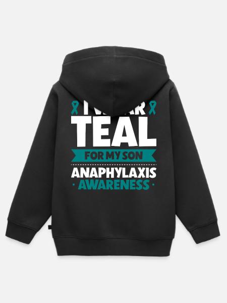 Anaphylaxie Sohn - Ich trag Türkis - Kinder Premium Organic Zip Hoodie - Schwarz