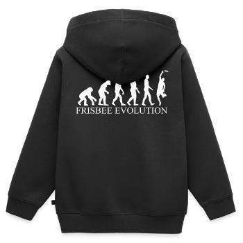 Frisbee Evolution - Kinder Premium Organic Zip Hoodie - Schwarz - Hinten - AI Model Kid Male (0cm)