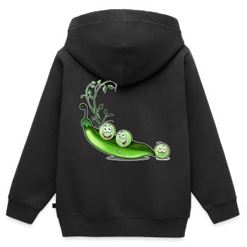 Humour de pois - Sweat Premium à capuche zippé enfant bio - noir - Dos - AI Model Kid Male (0cm)