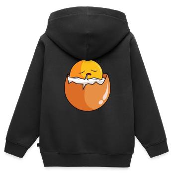 Œuf endormi Œuf drôle doux Œufs brouillés Œuf frit - Sweat Premium à capuche zippé enfant bio - noir - Dos - AI Model Kid Male (0cm)