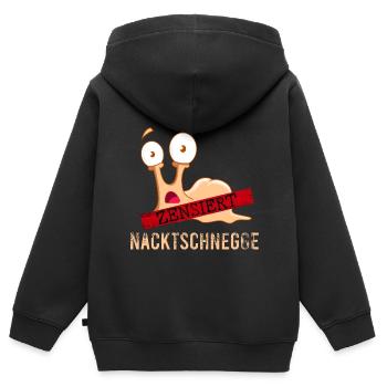 Nacktschnecke Nacktschnegge Schnecke zensiert - Kinder Premium Organic Zip Hoodie - Schwarz - Hinten - AI Model Kid Male (0cm)