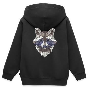 Polygon Art Geometrischer Waschbär Geschenk - Kinder Premium Organic Zip Hoodie - Schwarz - Hinten - AI Model Kid Male (0cm)