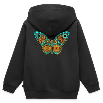 Schmetterling Butterfly Mandala Tatoo Tribal - Kinder Premium Organic Zip Hoodie - Schwarz - Hinten - AI Model Kid Male (0cm)