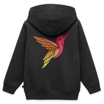 Kolibri Vogel Tier Mandala Vögel Design Kunst - Kinder Premium Organic Zip Hoodie - Schwarz - Hinten - AI Model Kid Male (0cm)