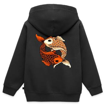 Yin Yang Koi Karpen Koi Teich Japan Fische Symbol - Kinder Premium Organic Zip Hoodie - Schwarz - Hinten - AI Model Kid Male (0cm)