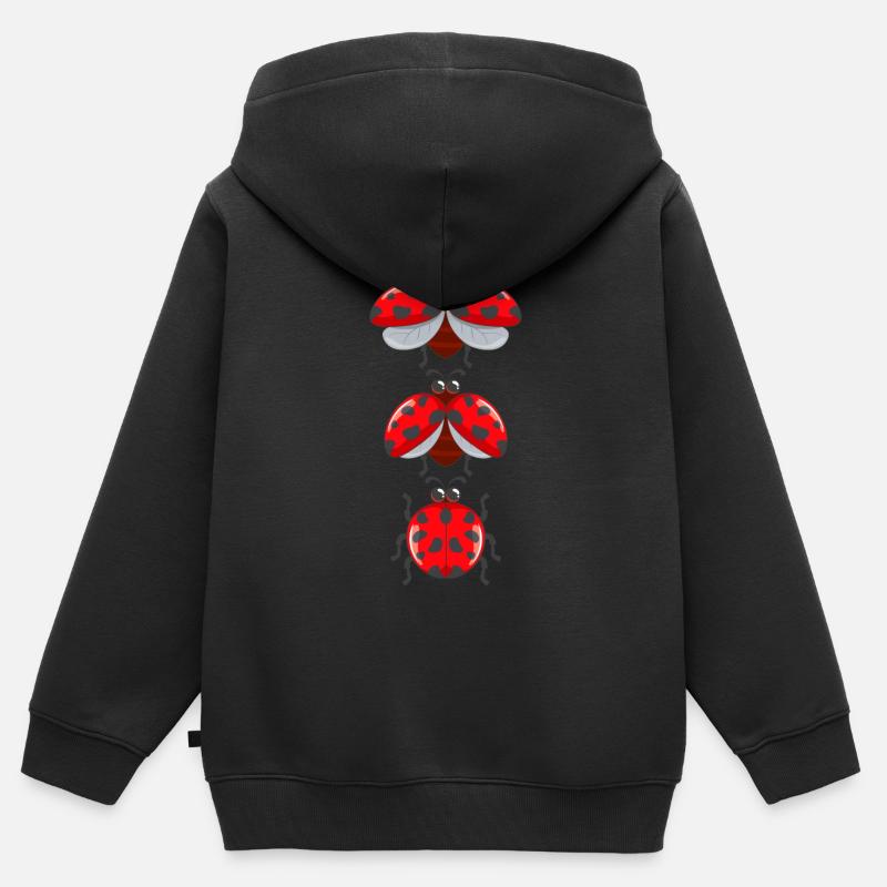 Coccinelles douces insectes avec des ailes - Sweat Premium à capuche zippé enfant bio - noir