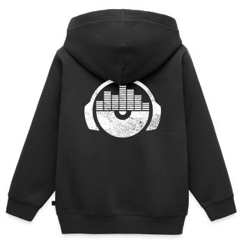 Casque Eqalizer disque vinyle DJ - Sweat Premium à capuche zippé enfant bio - noir - Dos - AI Model Kid Male (0cm)