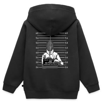 Photo d'arrestation d'escrime - Sweat Premium à capuche zippé enfant bio - noir - Dos - AI Model Kid Male (0cm)