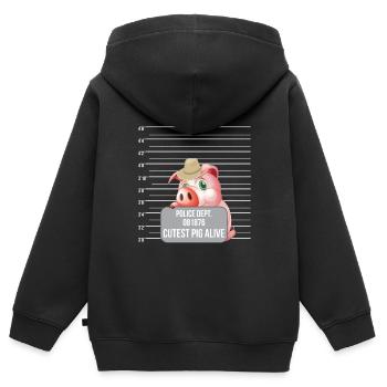 Cutest Pig Alive Lustiges Schwein - Kinder Premium Organic Zip Hoodie - Schwarz - Hinten - AI Model Kid Male (0cm)
