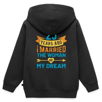 25. Hochzeitstag Silberhochzeit Spruch Geschenk - Kinder Premium Organic Zip Hoodie - Schwarz - Hinten - AI Model Kid Male (0cm)