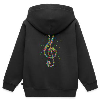 Musique clé de sol musicien clé de sol - Sweat Premium à capuche zippé enfant bio - noir - Dos - AI Model Kid Male (0cm)
