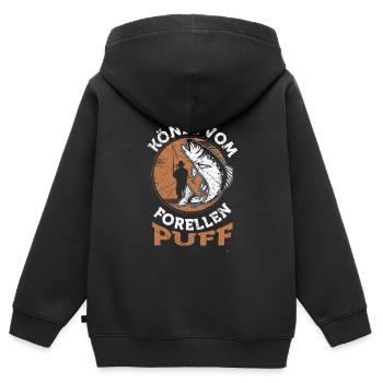 König vom Forellenpuff Forellen Angler Forellensee - Kinder Premium Organic Zip Hoodie - Schwarz - Hinten - AI Model Kid Male (0cm)