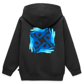 Signes de plongée symbole art plongeur cadeau - Sweat Premium à capuche zippé enfant bio - noir - Dos - AI Model Kid Male (0cm)