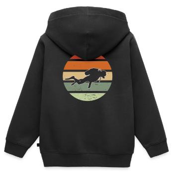 Retro diver scuba diver diving certificate gift - Kids Premium Organic Zip-up Hoodie - black - Back - AI Model Kid Male (0cm)
