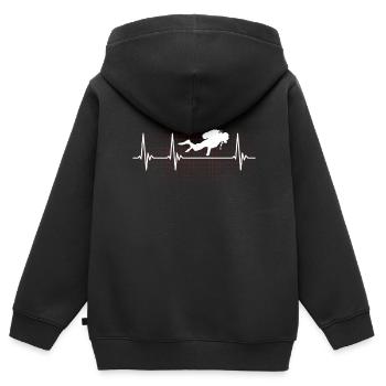 Scuba certification diver gift heartbeat heart line - Kids Premium Organic Zip-up Hoodie - black - Back - AI Model Kid Male (0cm)