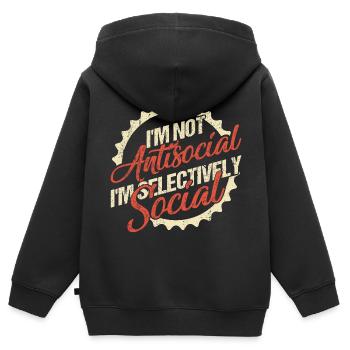 Ich bin nicht asozial. Ich bin selektiv sozial - Kinder Premium Organic Zip Hoodie - Schwarz - Hinten - AI Model Kid Male (0cm)