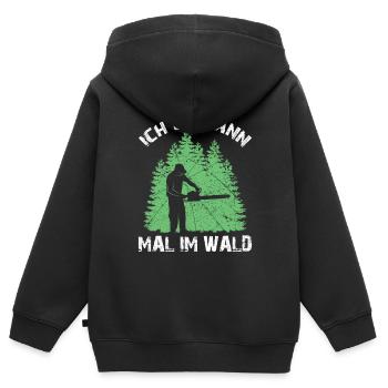 Ich bin dann mal im Wald Fichte Tanne Kettensägen - Kinder Premium Organic Zip Hoodie - Schwarz - Hinten - AI Model Kid Male (0cm)