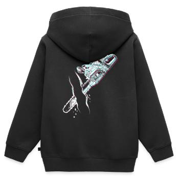 Tronçonneuse tronçonneuse pour bûcherons - Sweat Premium à capuche zippé enfant bio - noir - Dos - AI Model Kid Male (0cm)