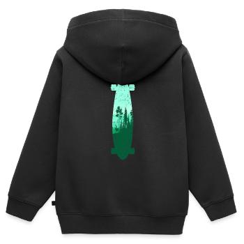 Longboard Longboarder Skateboard Skate Sihouette - Sweat Premium à capuche zippé enfant bio - noir - Dos - AI Model Kid Male (0cm)