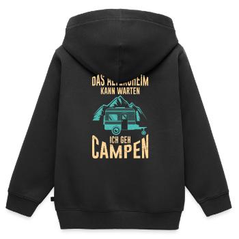 Camping Rentner Spruch Altersheim kann warten - Kinder Premium Organic Zip Hoodie - Schwarz - Hinten - AI Model Kid Male (0cm)