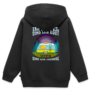 Wohnwagen Spruch im Hotel sind wir Gast Camper - Kinder Premium Organic Zip Hoodie - Schwarz - Hinten - AI Model Kid Male (0cm)