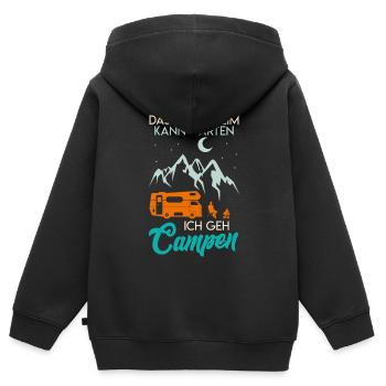 Wohnmobil Spruch Altersheim kann warten Reisemobil - Kinder Premium Organic Zip Hoodie - Schwarz - Hinten - AI Model Kid Male (0cm)