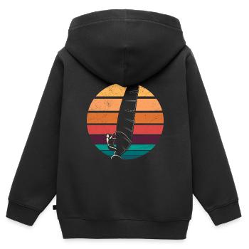 Windsurfer cadeau Windsurf Retro Vintage - Sweat Premium à capuche zippé enfant bio - noir - Dos - AI Model Kid Male (0cm)