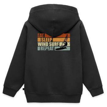 Eat Sleep Windsurf Repeat Cadeau windsurfer - Sweat Premium à capuche zippé enfant bio - noir - Dos - AI Model Kid Male (0cm)