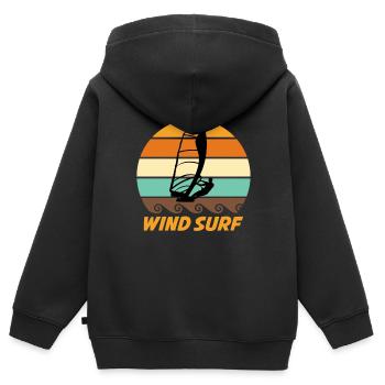 Cooler Windsurfer im Retro Look Surfer Geschenk - Kinder Premium Organic Zip Hoodie - Schwarz - Hinten - AI Model Kid Male (0cm)
