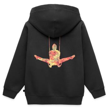 Turnen mit Seilringen - Kinder Premium Organic Zip Hoodie - Schwarz - Hinten - AI Model Kid Male (0cm)