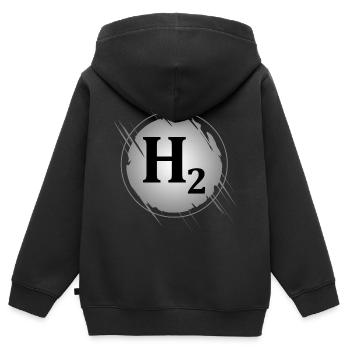 Wasserstoff H2 - Kinder Premium Organic Zip Hoodie - Schwarz - Hinten - AI Model Kid Male (0cm)
