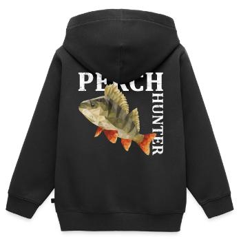 Pêche à la perche - Sweat Premium à capuche zippé enfant bio - noir - Dos - AI Model Kid Male (0cm)