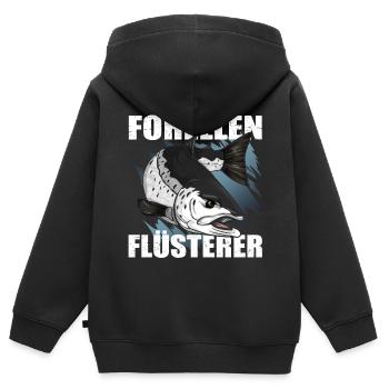Forellen Angeln - Kinder Premium Organic Zip Hoodie - Schwarz - Hinten - AI Model Kid Male (0cm)