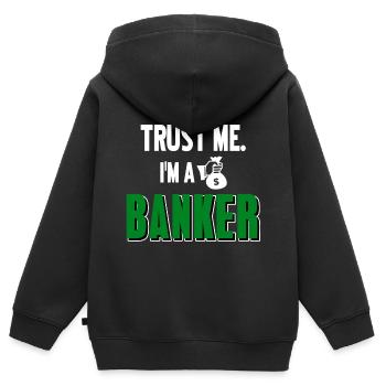 Banker Geschenk - Kinder Premium Organic Zip Hoodie - Schwarz - Hinten - AI Model Kid Male (0cm)