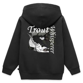 Truites murmureurs - Sweat Premium à capuche zippé enfant bio - noir - Dos - AI Model Kid Male (0cm)