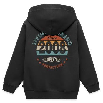 legend since 2008 cadeau anniversaire 14 ans - Sweat Premium à capuche zippé enfant bio - noir - Dos - AI Model Kid Male (0cm)