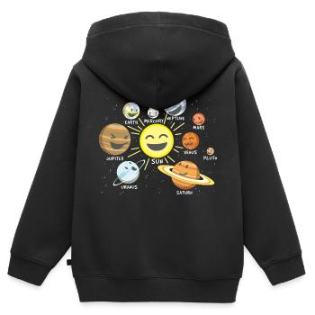 Sonnensystem - Kinder Premium Organic Zip Hoodie - Schwarz - Hinten - AI Model Kid Male (0cm)