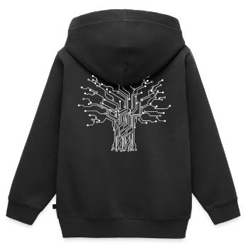 Electronic Technician Binary Tree - Kids Premium Organic Zip-up Hoodie - black - Back - AI Model Kid Male (0cm)