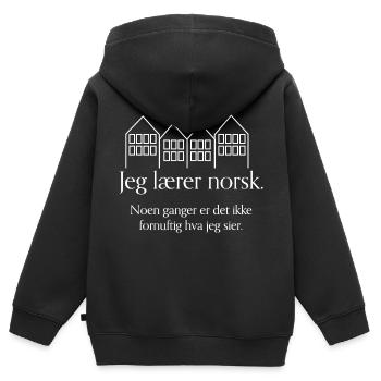 Ich lerne Norwegisch - Kinder Premium Organic Zip Hoodie - Schwarz - Hinten - AI Model Kid Male (0cm)