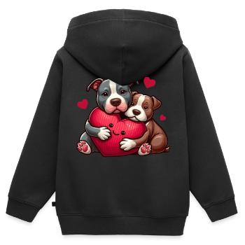 Pitbull présente - Sweat Premium à capuche zippé enfant bio - noir - Dos - AI Model Kid Male (0cm)