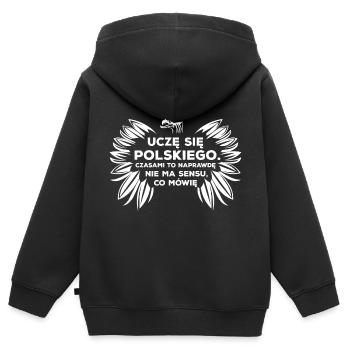 learning Polish - Kids Premium Organic Zip-up Hoodie - black - Back - AI Model Kid Male (0cm)