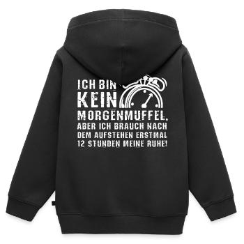 Morgenmuffel - Kinder Premium Organic Zip Hoodie - Schwarz - Hinten - AI Model Kid Male (0cm)