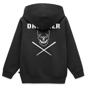 Heavy Metal Schlagzeug - Kinder Premium Organic Zip Hoodie - Schwarz - Hinten - AI Model Kid Male (0cm)