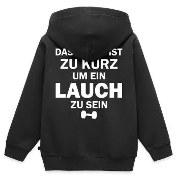Culturiste sort - Sweat Premium à capuche zippé enfant bio - noir - Dos - AI Model Kid Male (0cm)