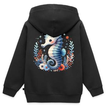 Hippocampe Hippocampe - Sweat Premium à capuche zippé enfant bio - noir - Dos - AI Model Kid Male (0cm)