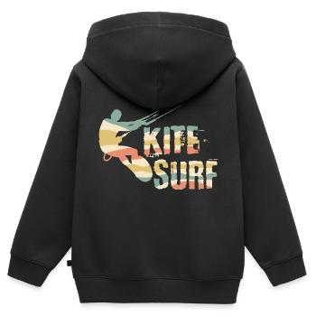Kiten - Kinder Premium Organic Zip Hoodie - Schwarz - Hinten - AI Model Kid Male (0cm)