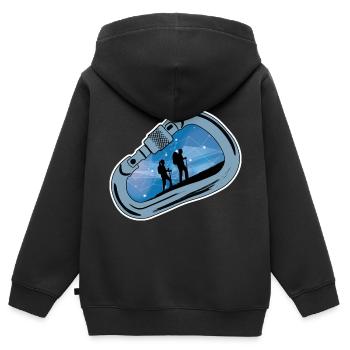 Karabiner Wandern - Kinder Premium Organic Zip Hoodie - Schwarz - Hinten - AI Model Kid Male (0cm)