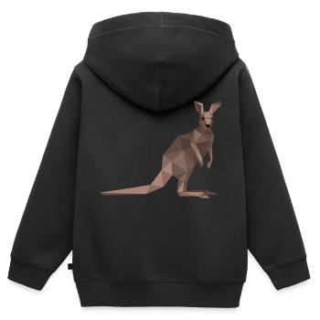 Origami / polygone de kangourou - Sweat Premium à capuche zippé enfant bio - noir - Dos - AI Model Kid Male (0cm)