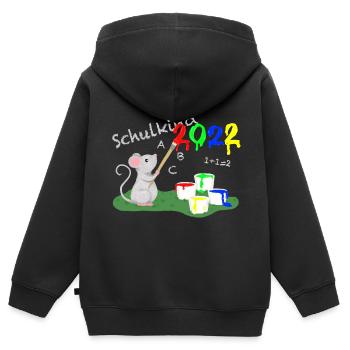 Schulkind 2022 - Kinder Premium Organic Zip Hoodie - Schwarz - Hinten - AI Model Kid Male (0cm)
